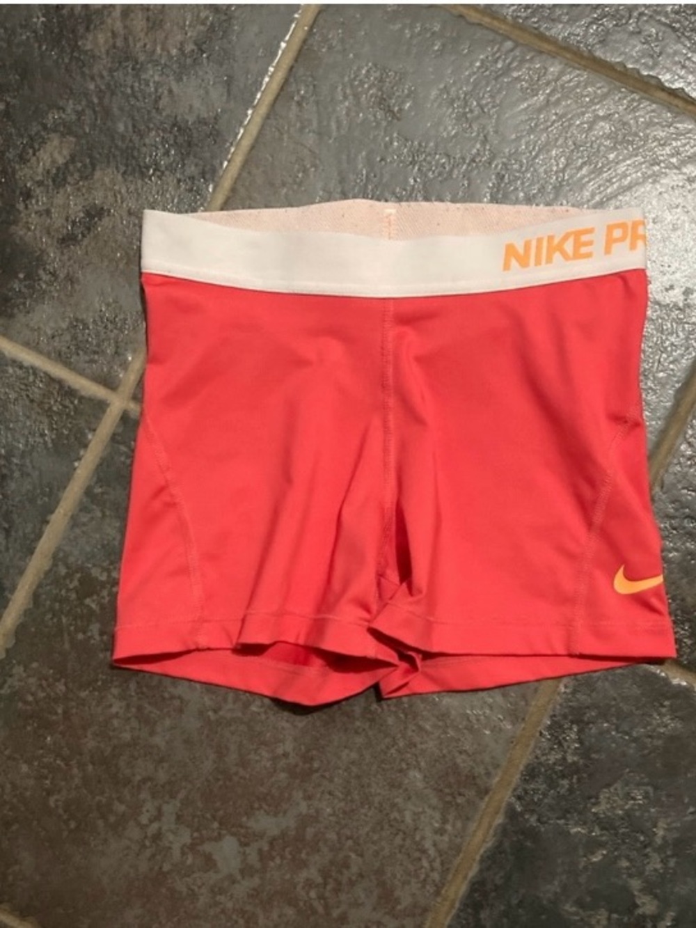 Nike Pro Coral Compression Shorts with White and Accents. Women’s Size S